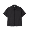 POPLIN ZIPPED SHORT SLEEVE SHIRT - OFF BLACK