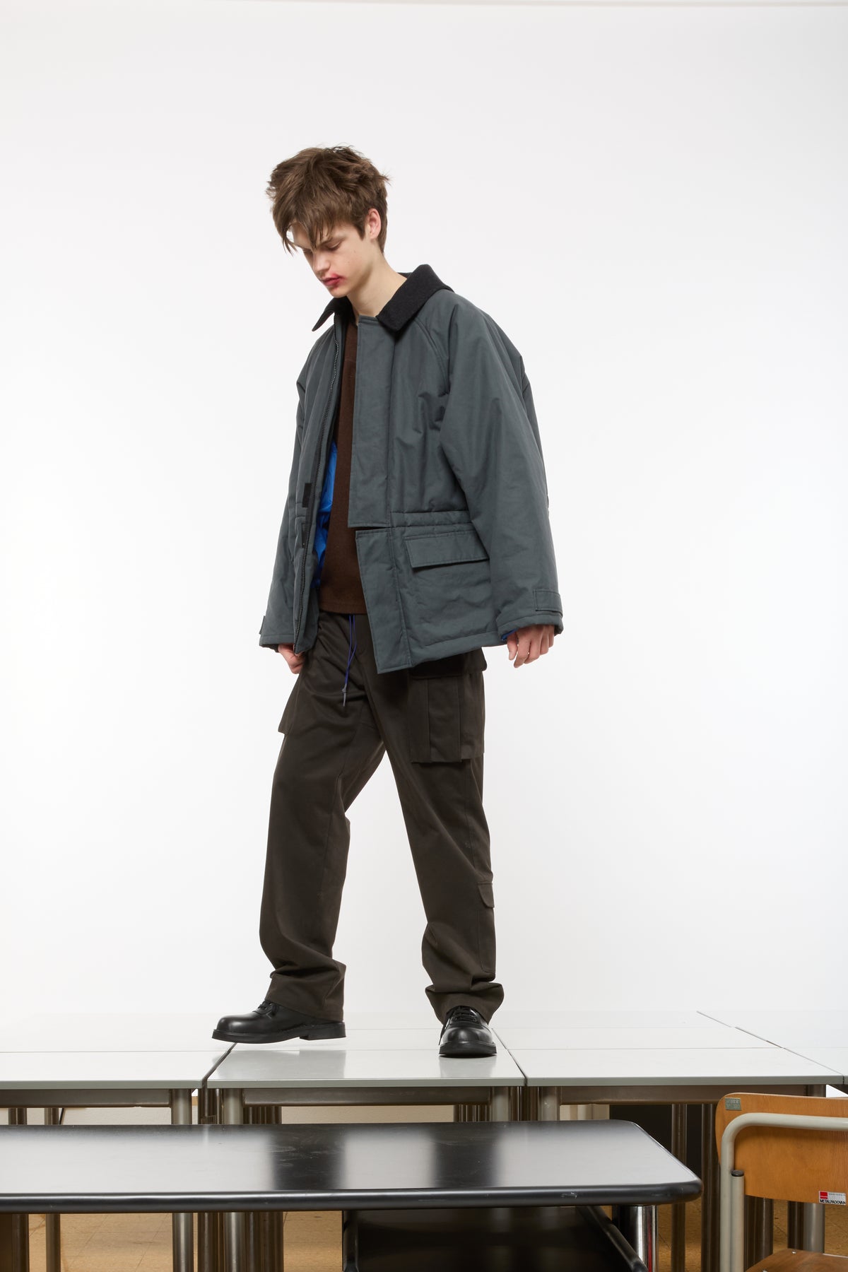 WAXED PADDED PARKA - CHARCOAL