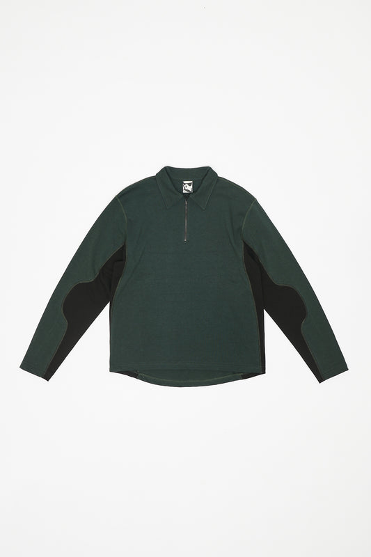 HALF ZIP SWEATER POLO - FOREST GREEN