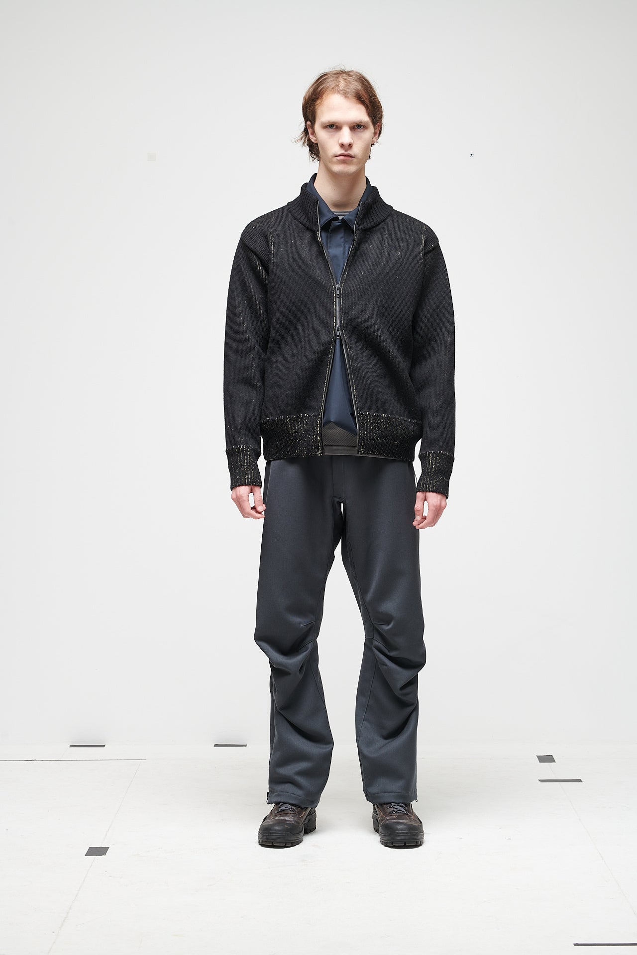 AIMLESS COMPACT KNIT FULL ZIPPED SWEATER - HERREN BLACK