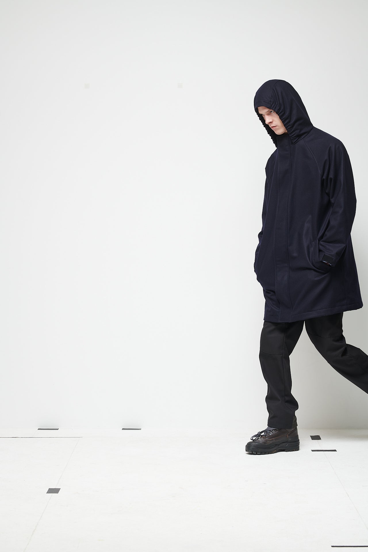 WOOL CLOTH COAT - BLUE NAVY