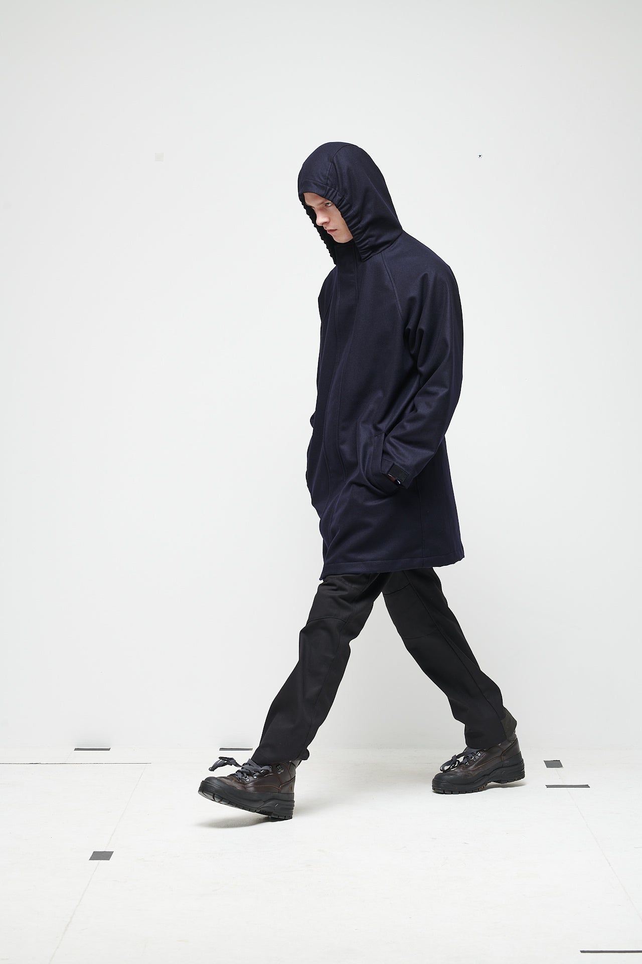 WOOL CLOTH COAT - BLUE NAVY