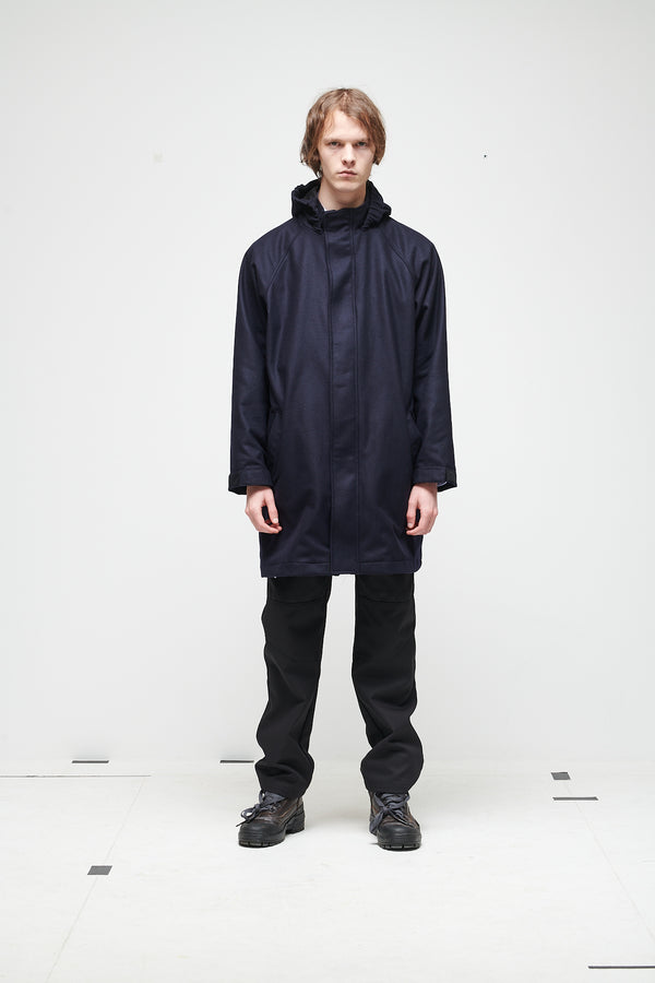 WOOL CLOTH COAT - BLUE NAVY