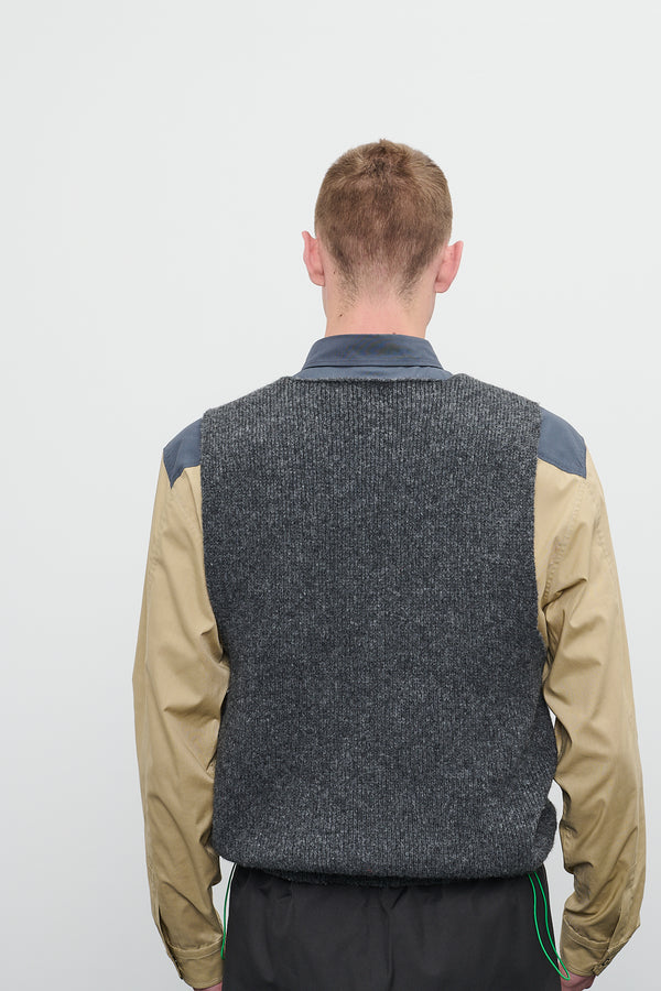 FELTED WOOL VEST - ASPHALT GRAY