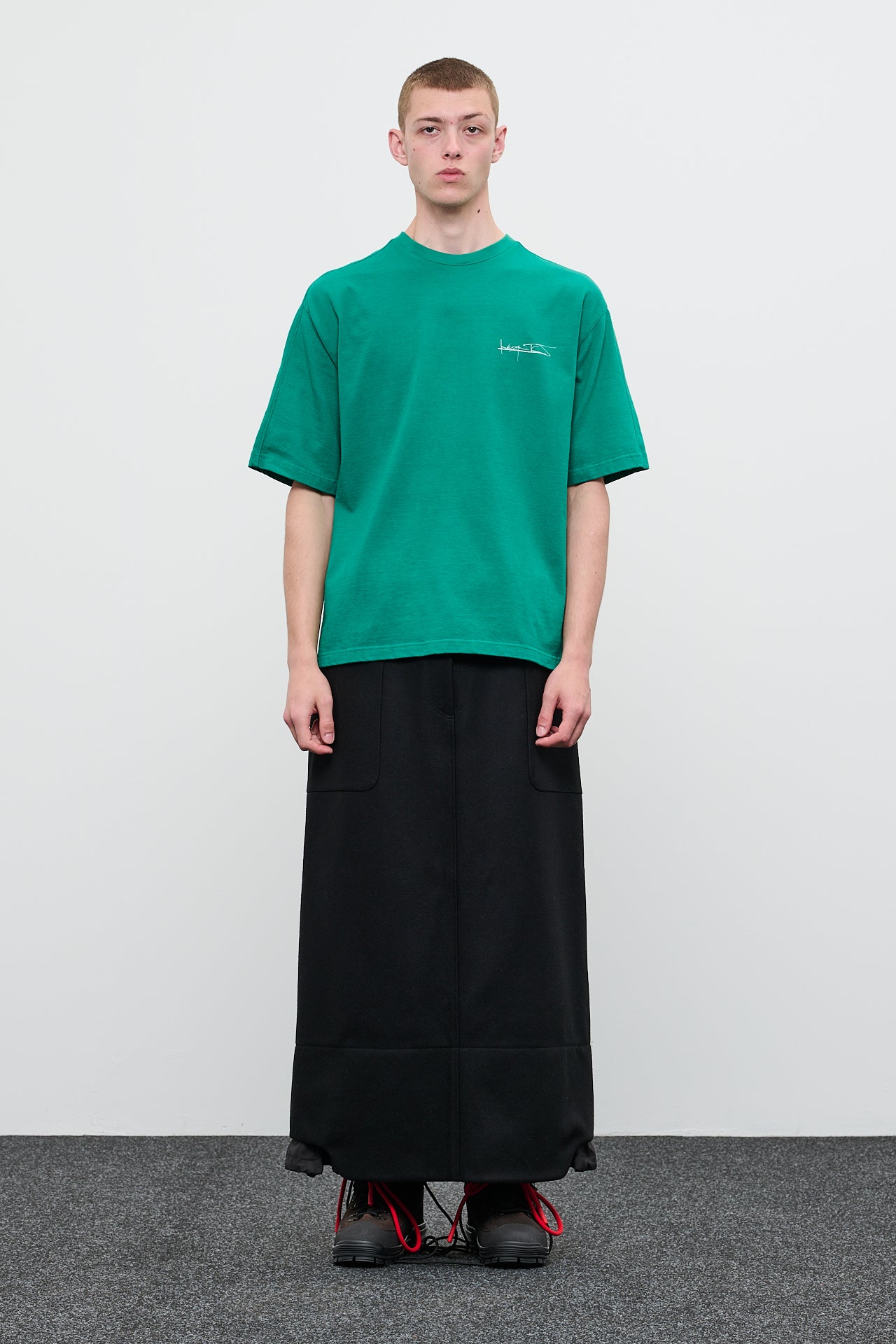 WOOL CLOTH SKIRT - BLACK