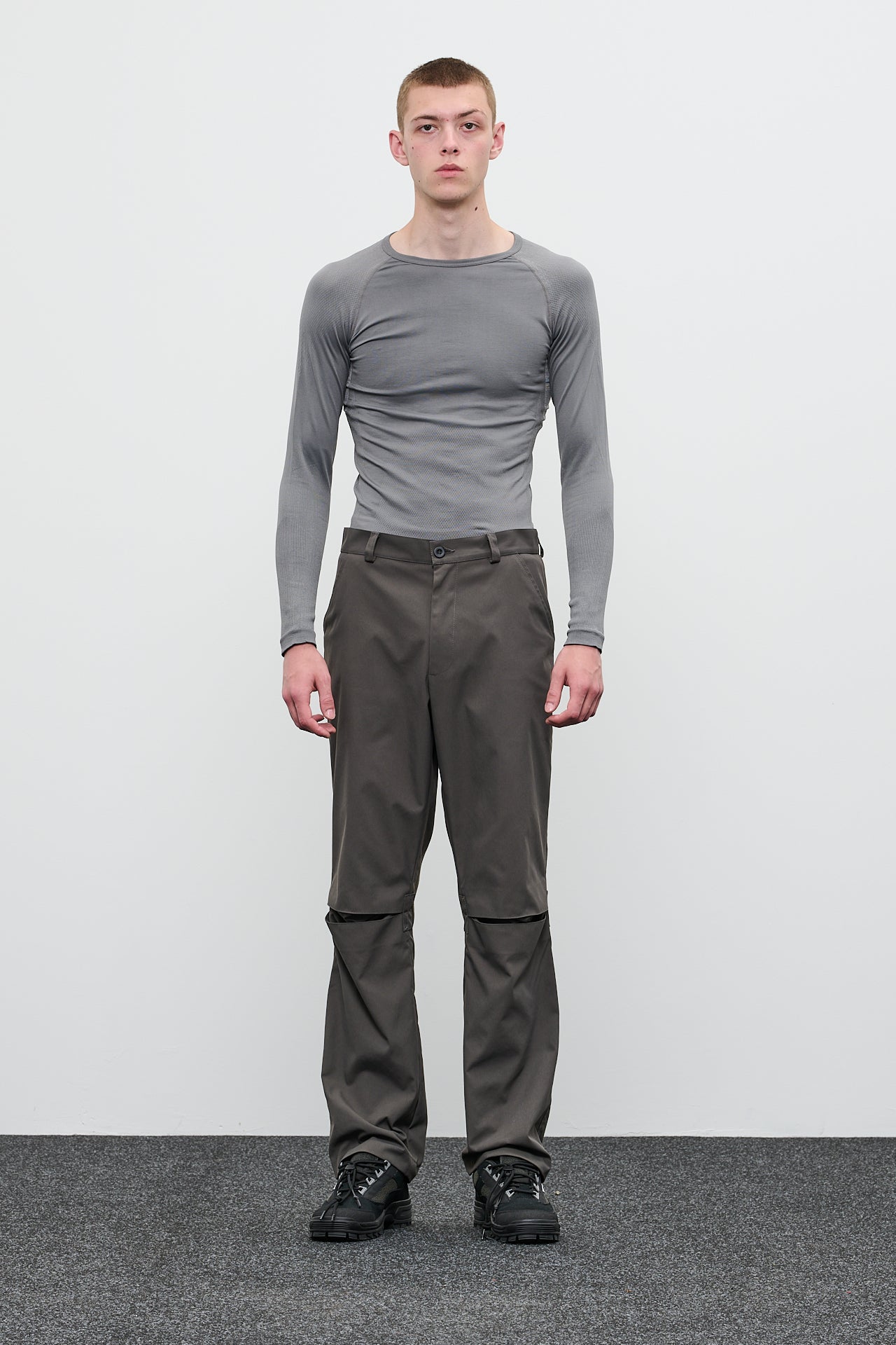 CUT KNEE PANTS - DOVE GREY