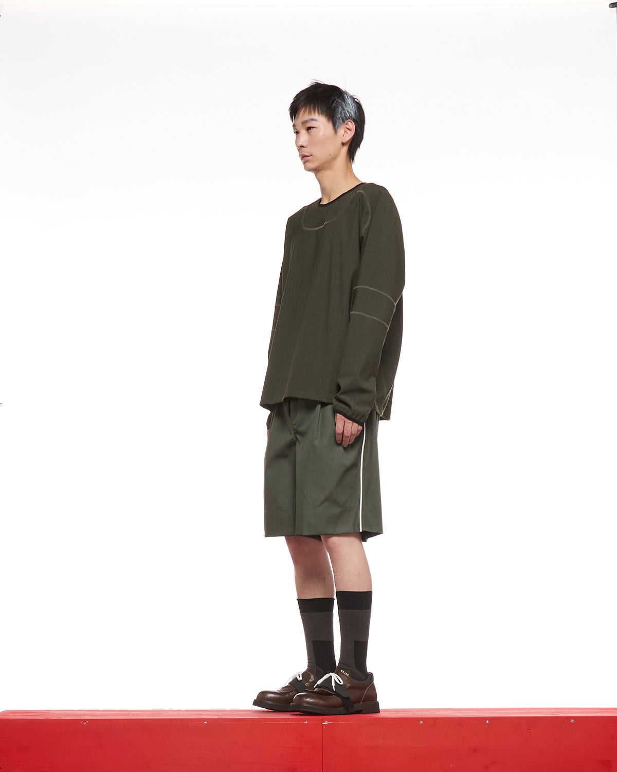 WOOL OVERLOCK LONGSLEEVE -  HIDDEN GREEN