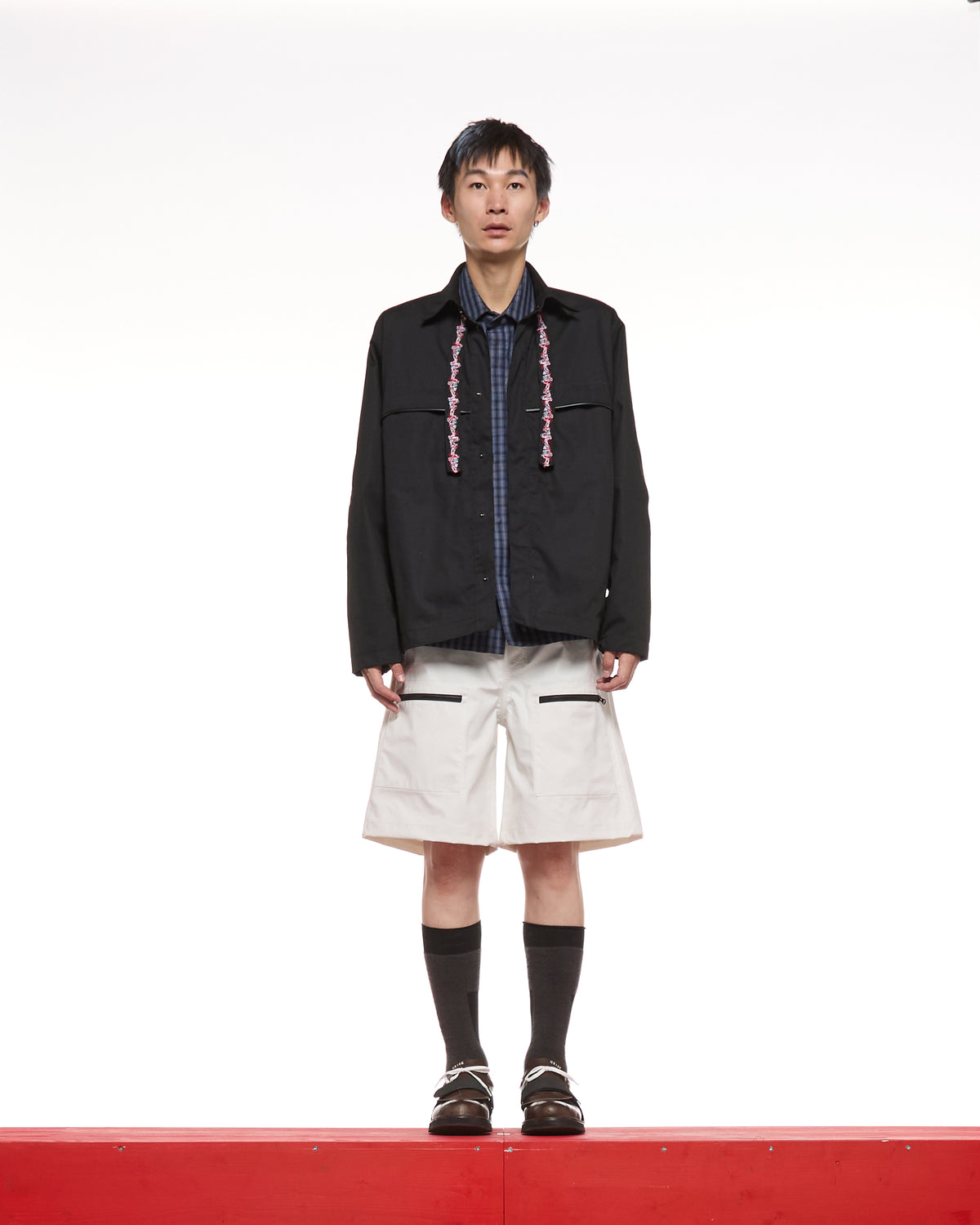 PIPING RIPSTOP OVERSHIRT -  BLACK