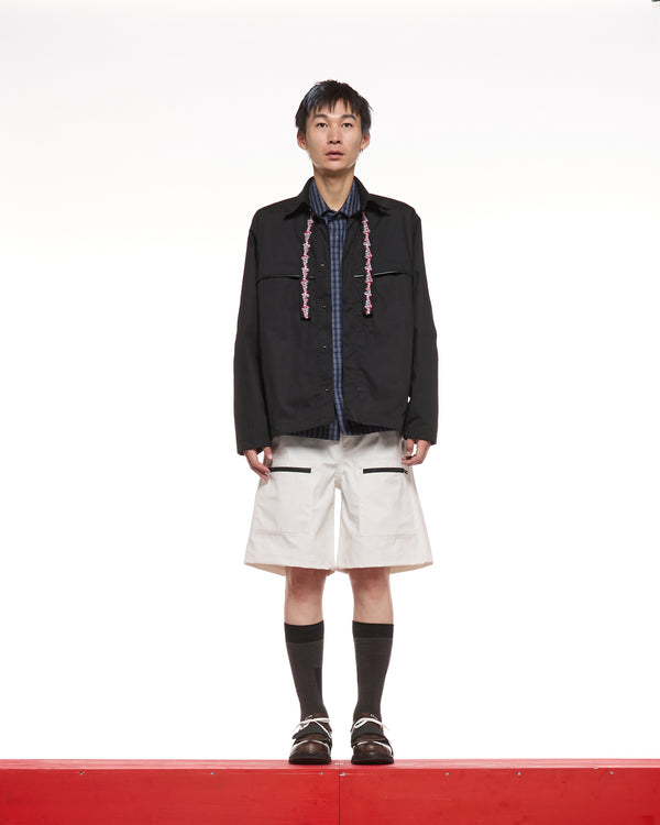 PIPING RIPSTOP OVERSHIRT -  BLACK