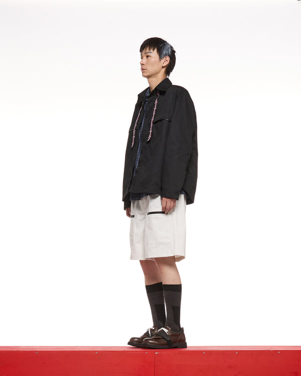 PIPING RIPSTOP OVERSHIRT -  BLACK