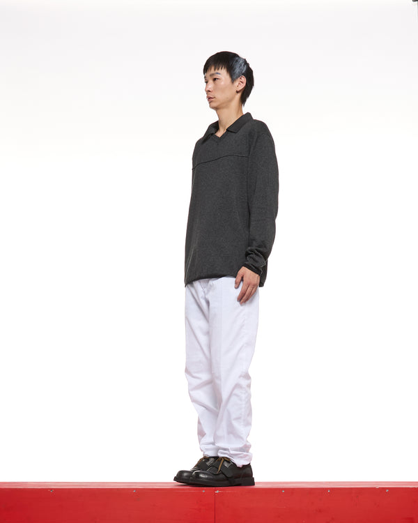 V KNIT POLO -  ASPHALT GREY