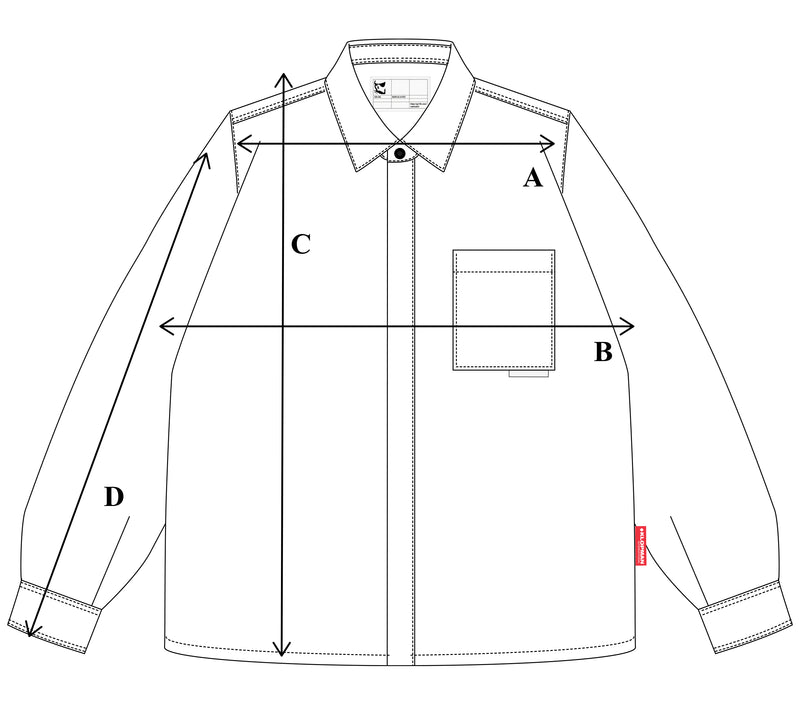 Size Guide - 25000 Snap Button Overshirt