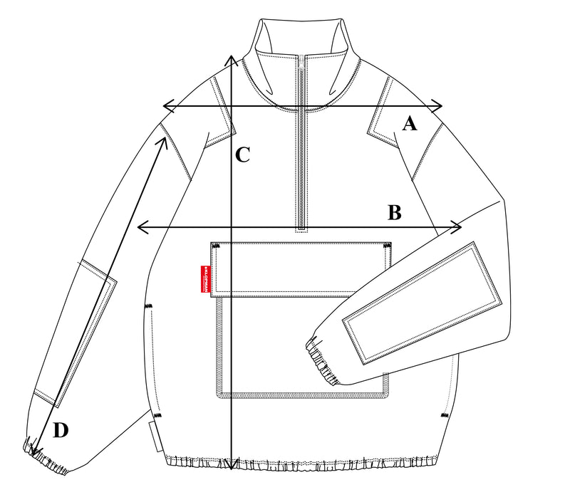 Size Guide - 55000 Half Zip Fleece