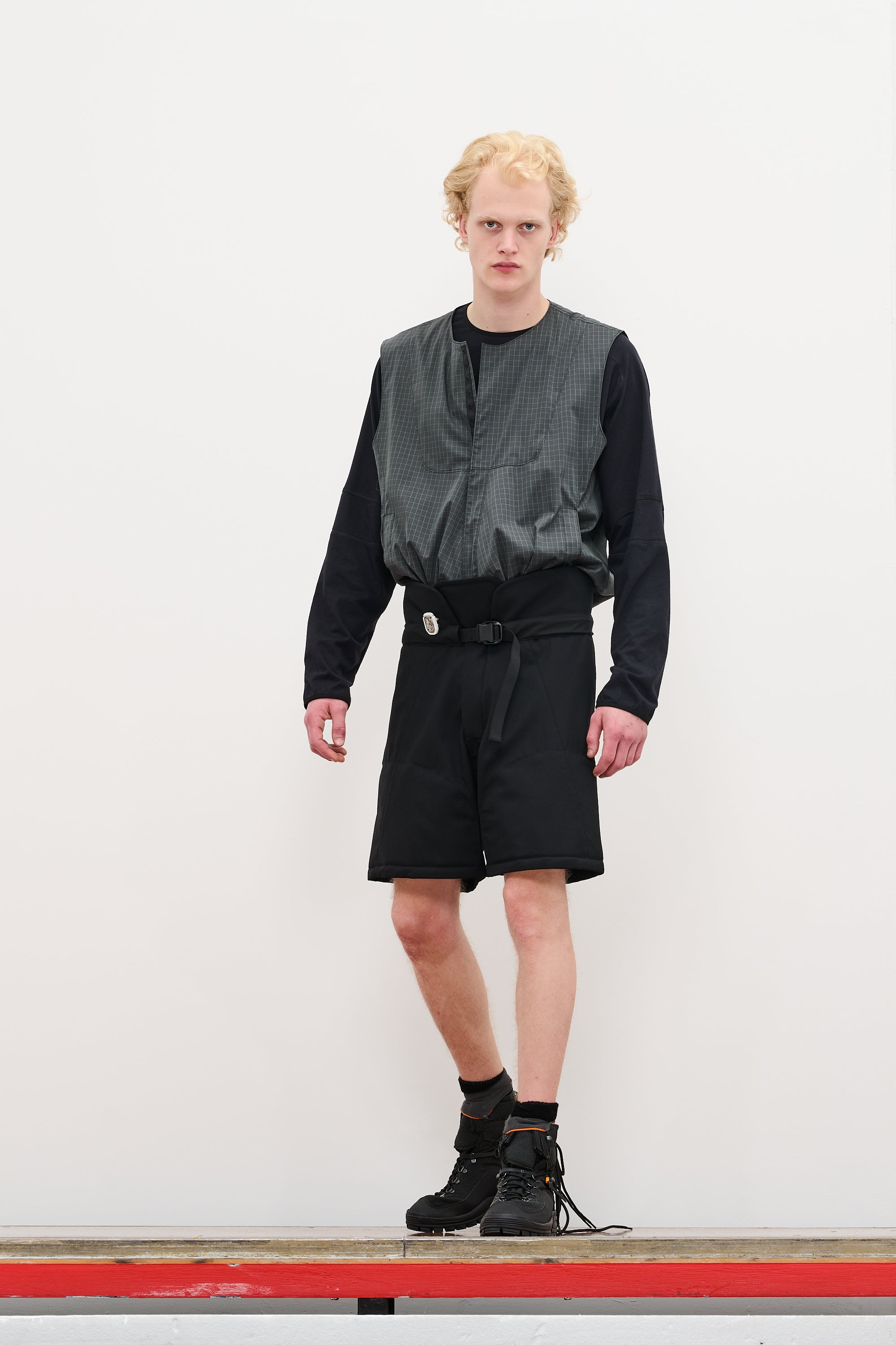 BILITIS CHECK VEST - DARK GREEN GREY