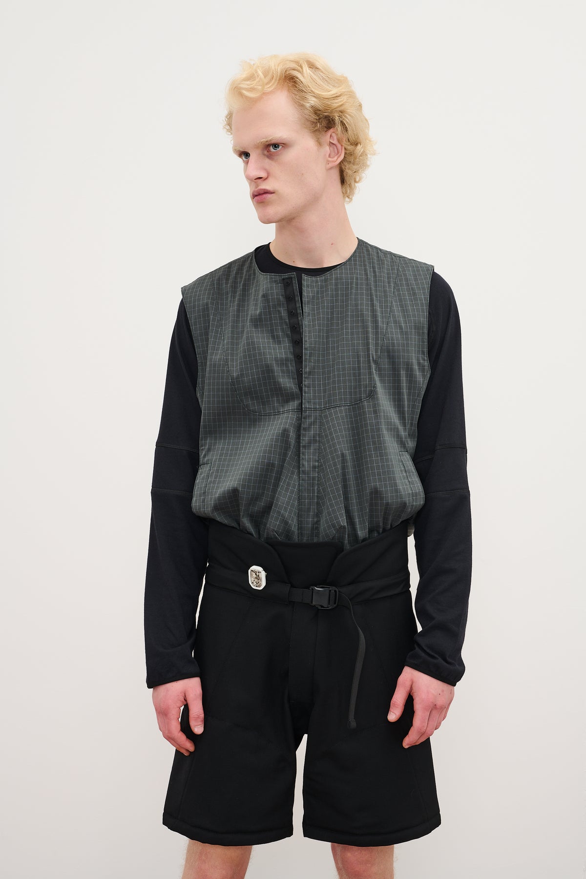 BILITIS CHECK VEST - DARK GREEN GREY