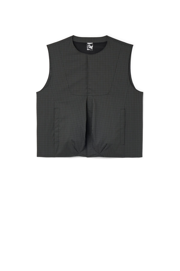 BILITIS CHECK VEST - DARK GREEN GREY