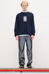 CHECKED LONGSLEEVE KNIT - DARK NAVY