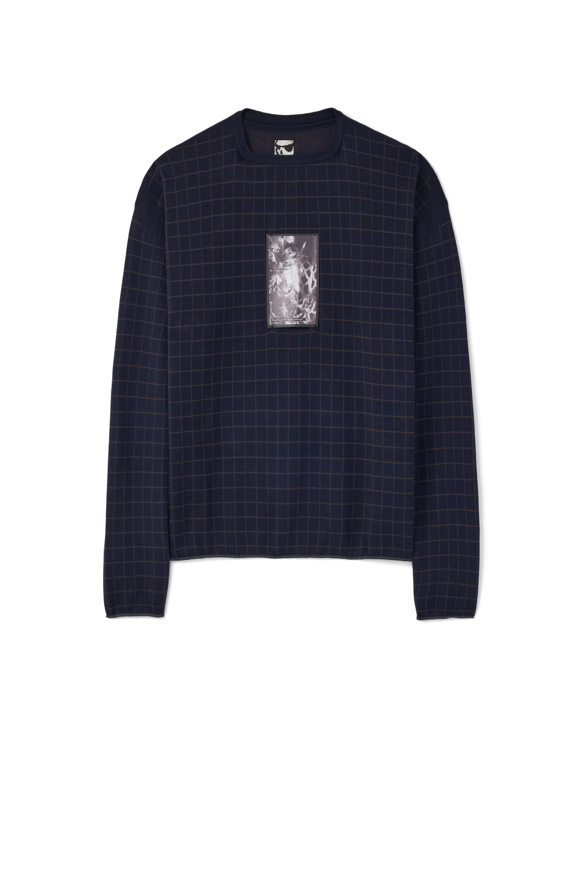 CHECKED LONGSLEEVE KNIT - DARK NAVY