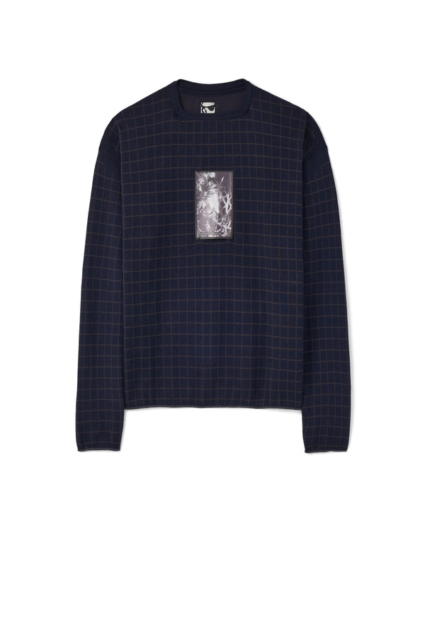 CHECKED LONGSLEEVE KNIT - DARK NAVY