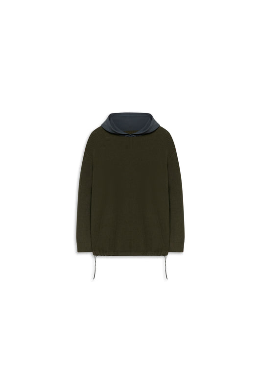 GR10K CREW NECK HOODIE KNIT - MILITARY GREEN