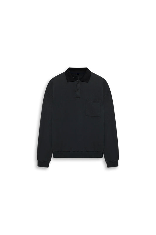 GR10K 30001 REPLICATED POLO SWEATSHIRT -  PHANTOM BLACK