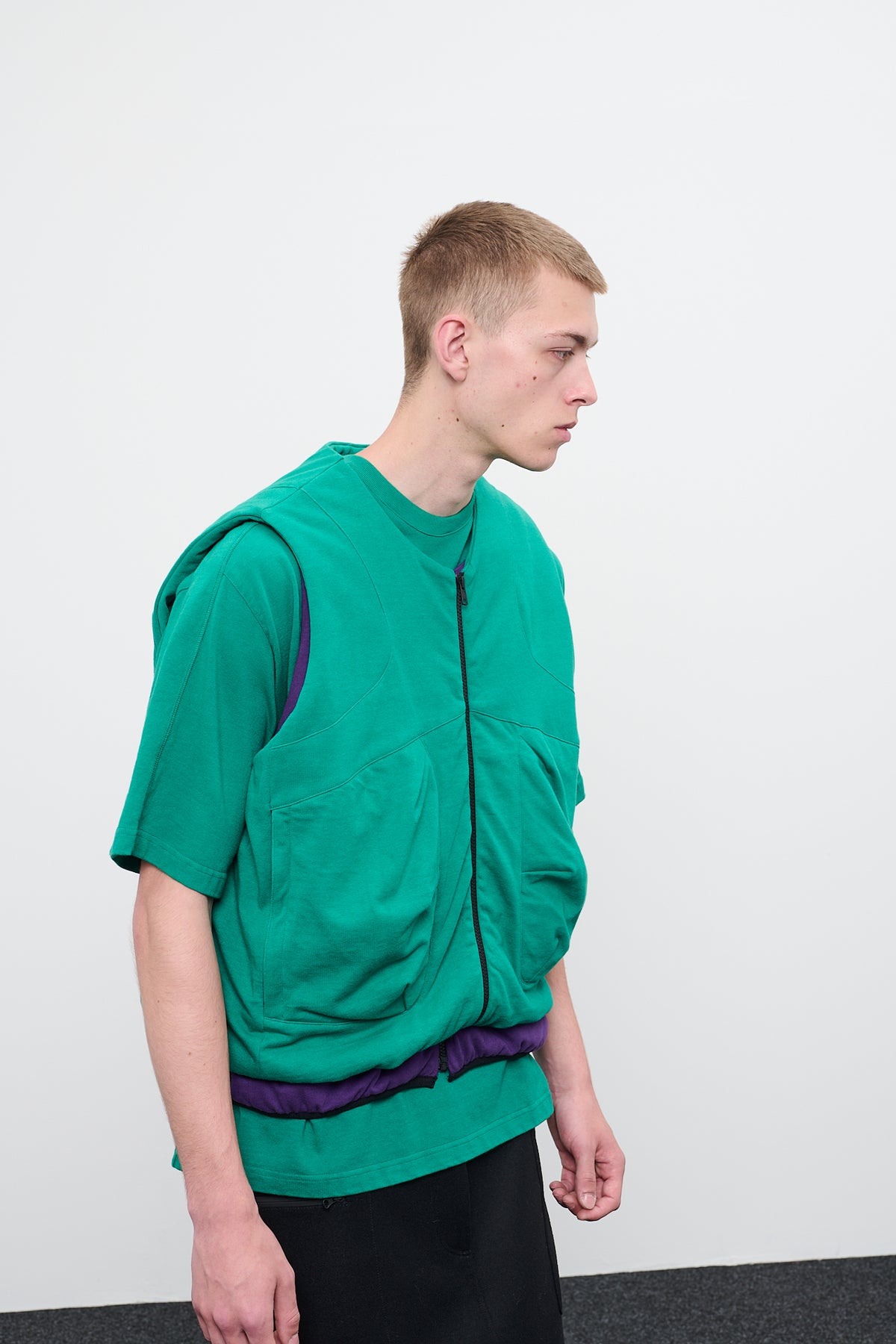 PADDED JERSEY VEST - FOREST GREEN