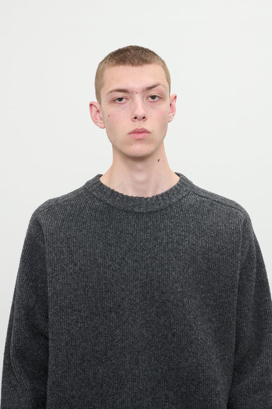 FELTED WOOL CREWNECK - ASPHALT GRAY