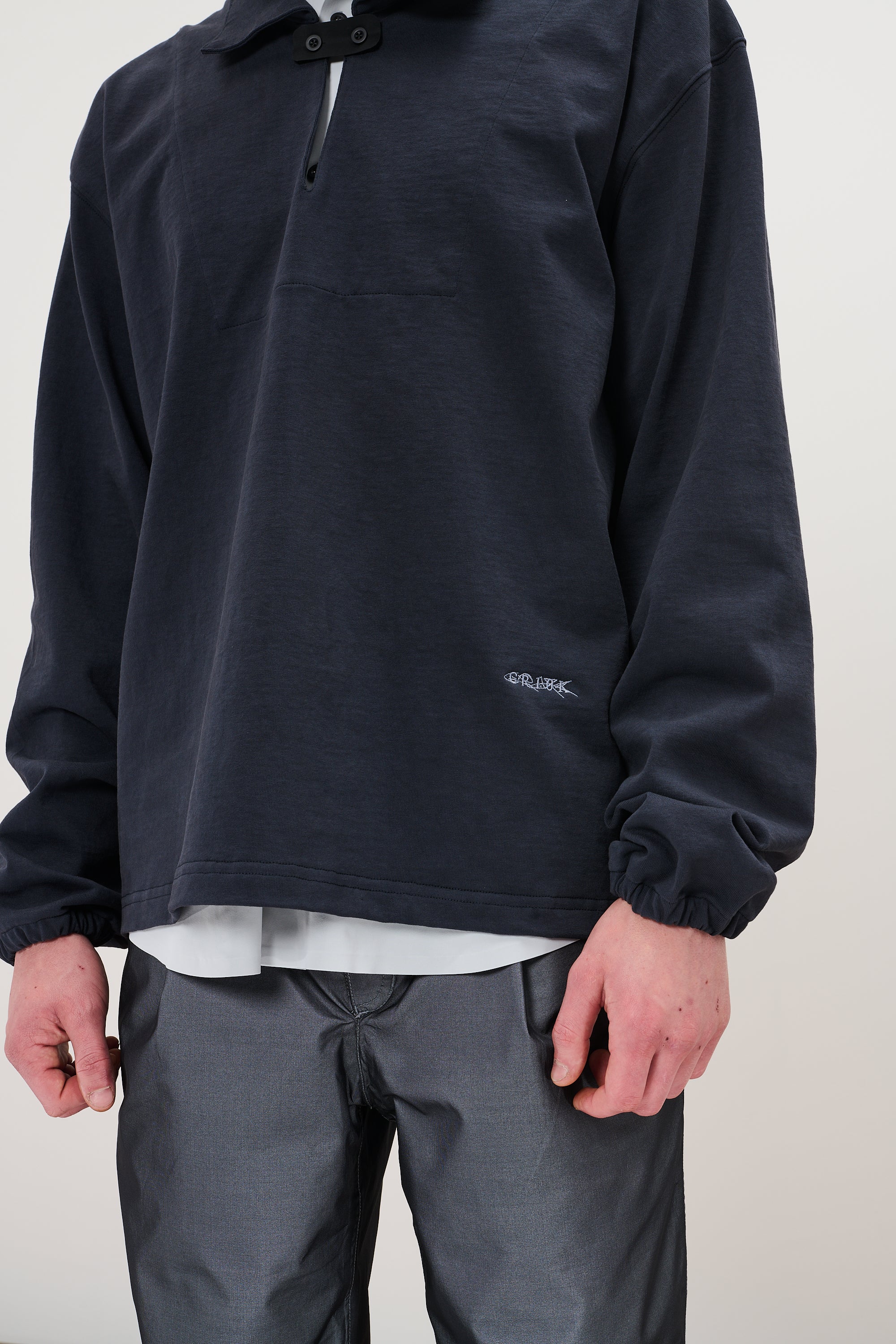 トップス GR10K ULTRASOUND L/S IMITATION TAPEDPOLO Gr10k Taped Ultrasound Polo Shirt In Black - 50% Off