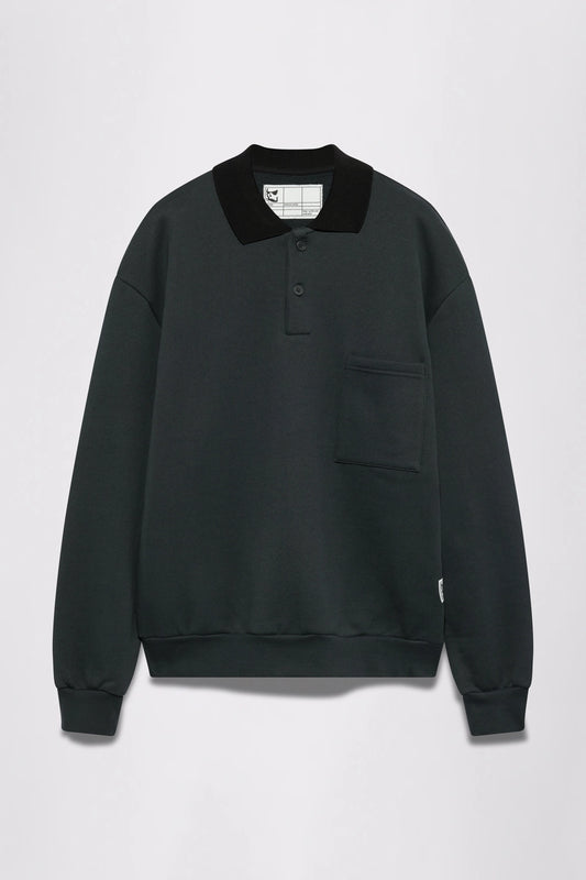 GR10K REPLICATED 30001 HEAVYWEIGHT POLO SWEATSHIRT - BLACK