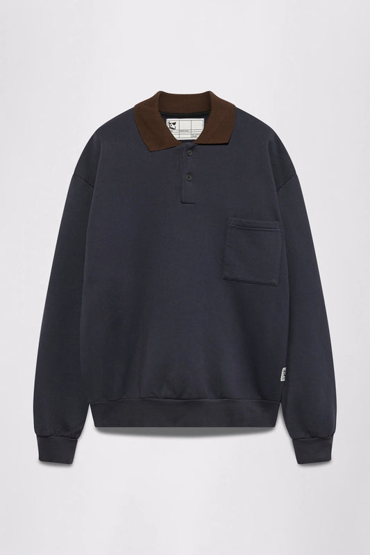 GR10K REPLICATED 30001 HEAVYWEIGHT POLO SWEATSHIRT - NAVY