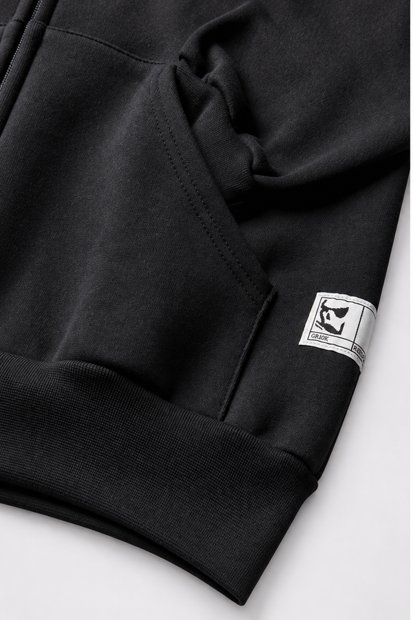 GR10K REPLICATED 35000 ZIP HOODIE - BLACK