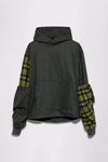 GR10K SOMMA WOOL PLAID HOODIE - ANTHRACITE GREY