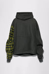GR10K SOMMA WOOL PLAID HOODIE - ANTHRACITE GREY