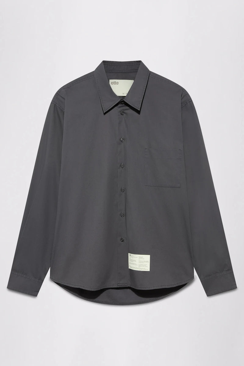 GR10K X ETTE STONE WASHED DRAWN DRESS SHIRT - CHARCOAL