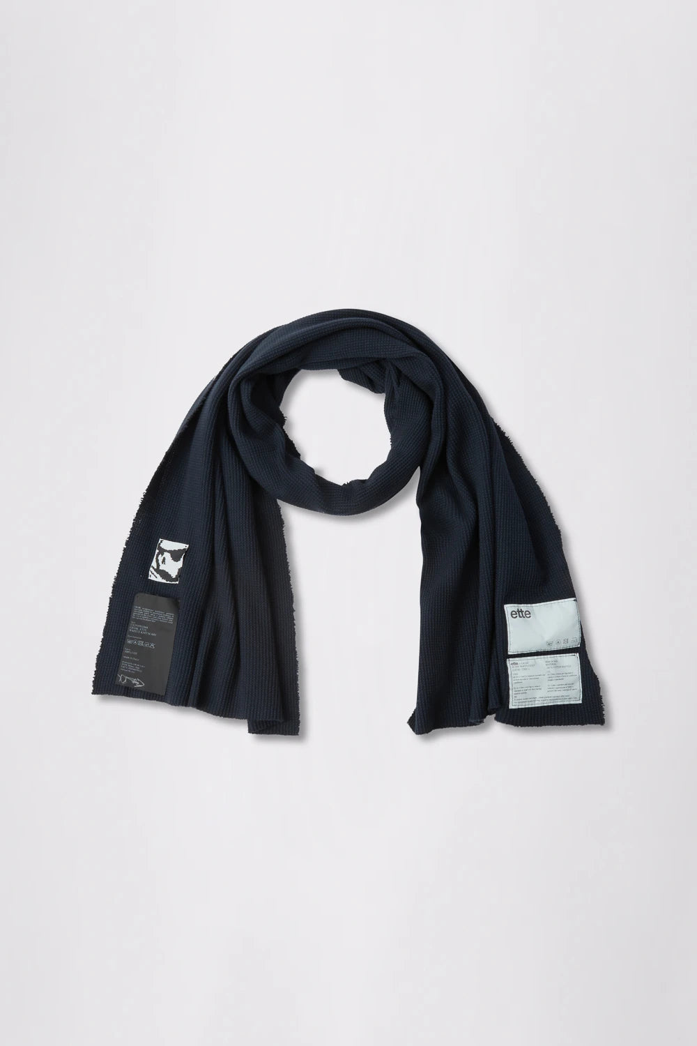 GR10K X ETTE WAFFLE SURPLUS SKINNY SCARF - BLACK