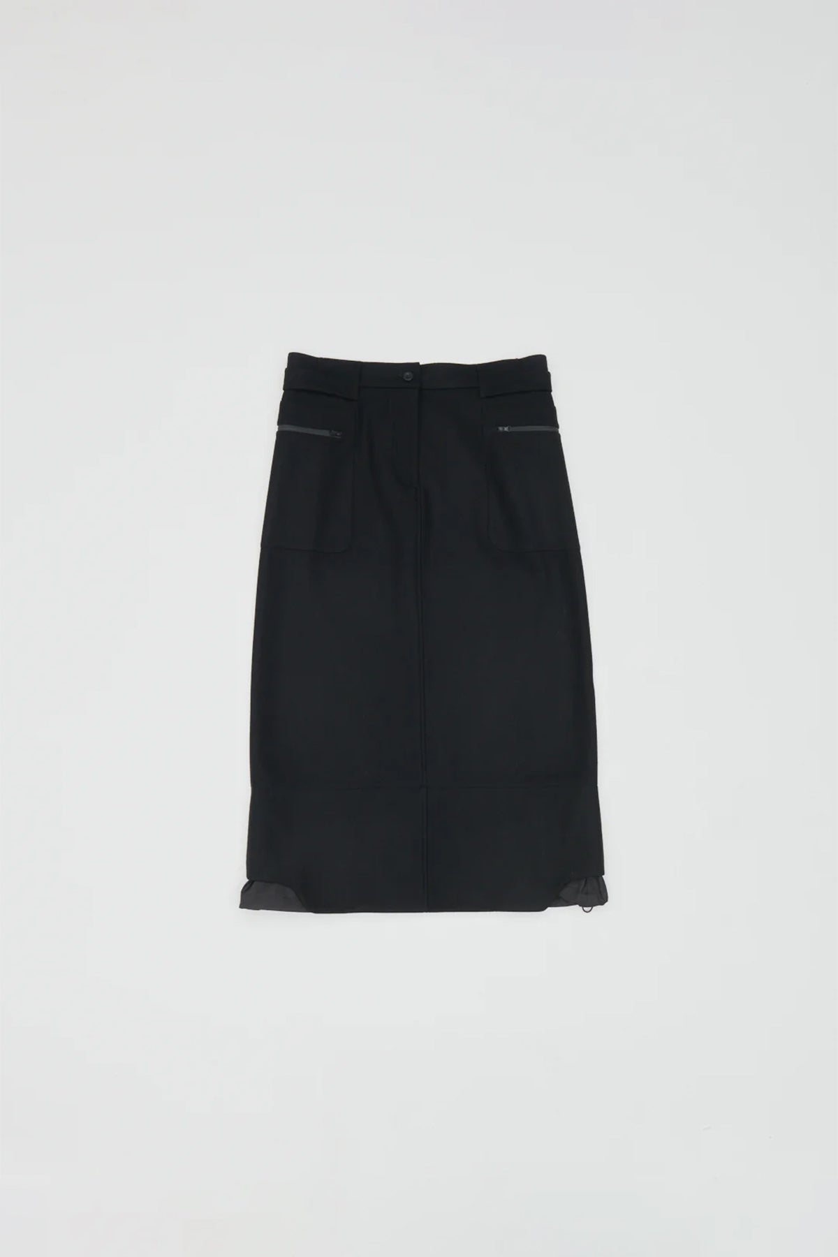 WOOL CLOTH SKIRT - BLACK