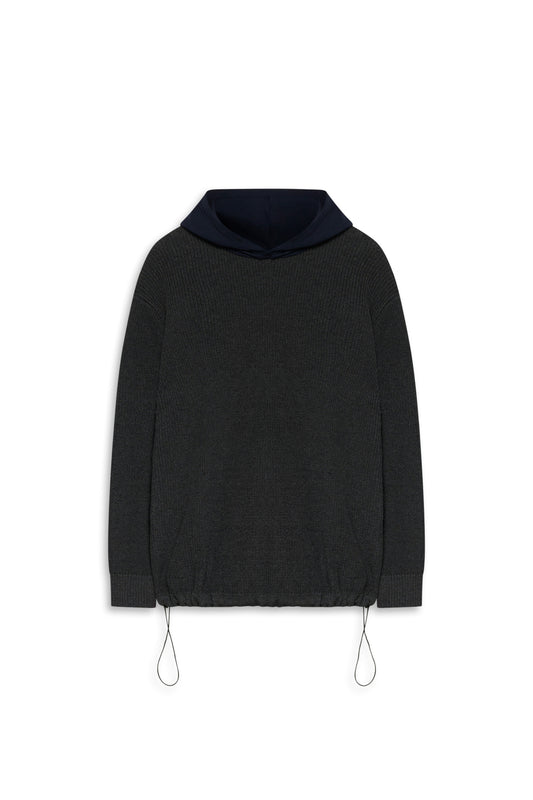 CREW NECK HOODIE KNIT -  ASPHALT GREY