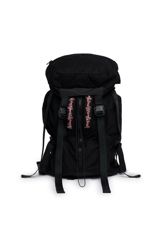 WAXED ZIPPED BACKBAG -  BLACK