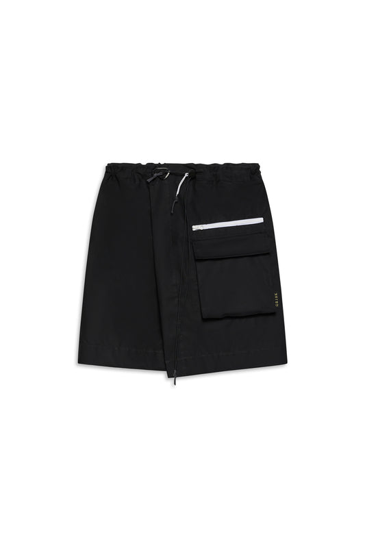 COTTON 3L PANEL SKIRT -  BLACK