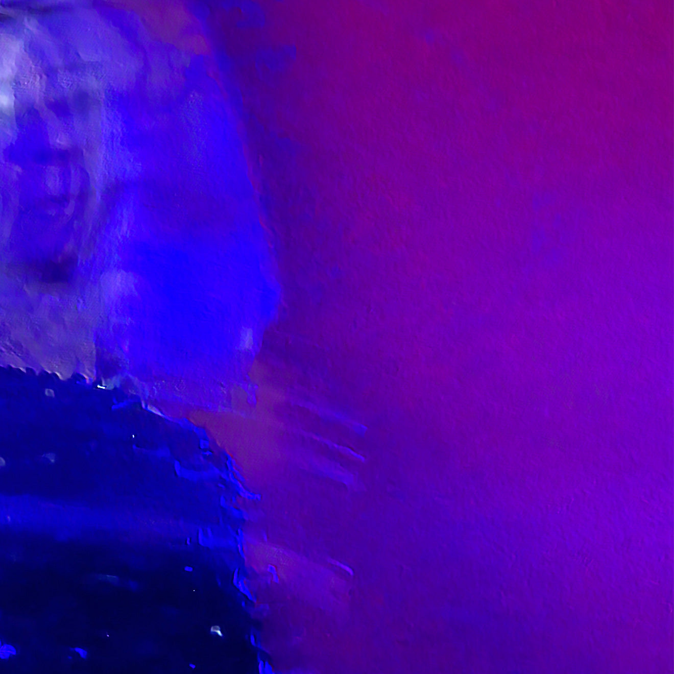 A low-resolution, heavily blue-tinted image showing during Kim Gordon Performance at FW:B music festival