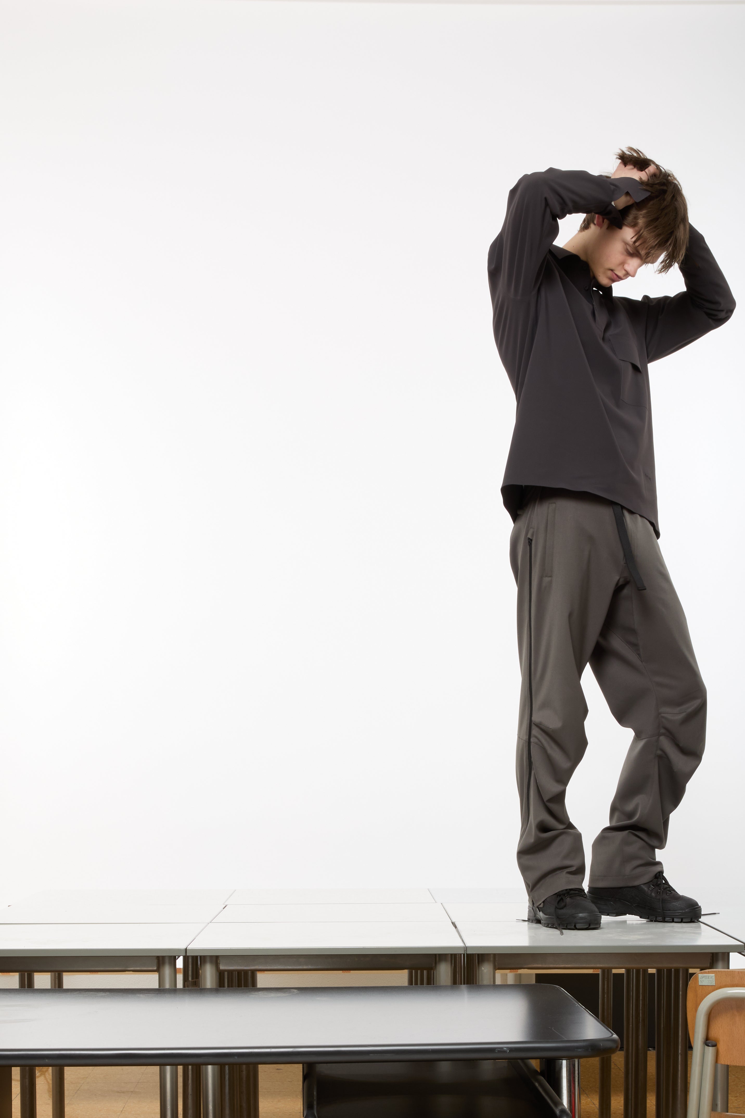 WOOL ARC PANTS - WASHED SAGE