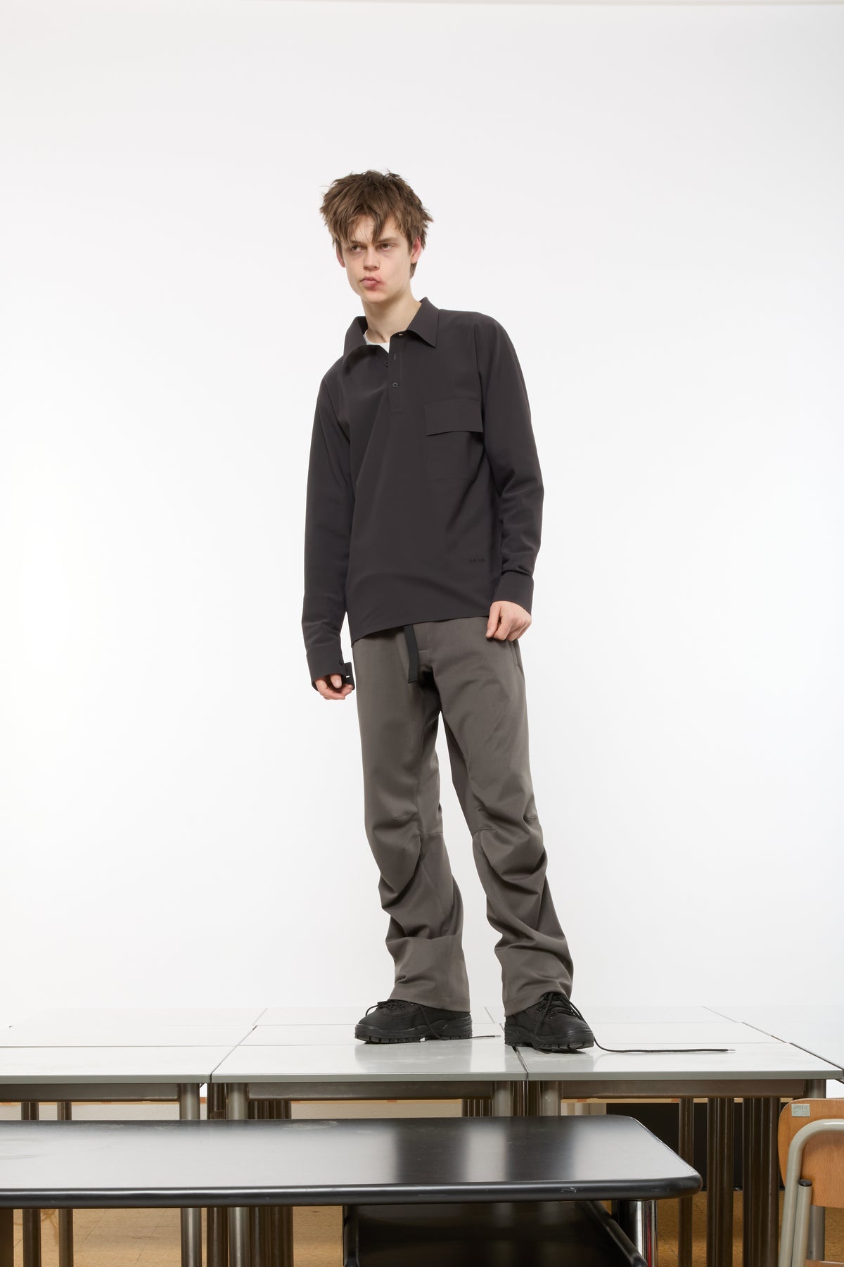 WOOL ARC PANTS - WASHED SAGE