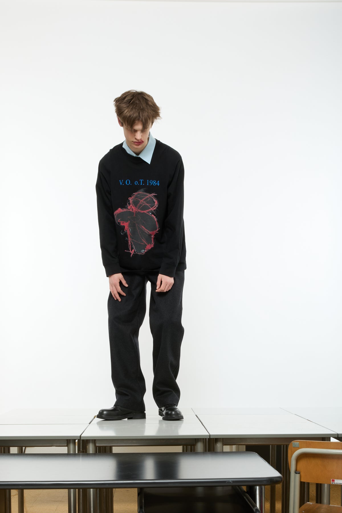 HEAVY WEIGHT L/S T-SHIRT - 66 V.O. 1984 BLACK