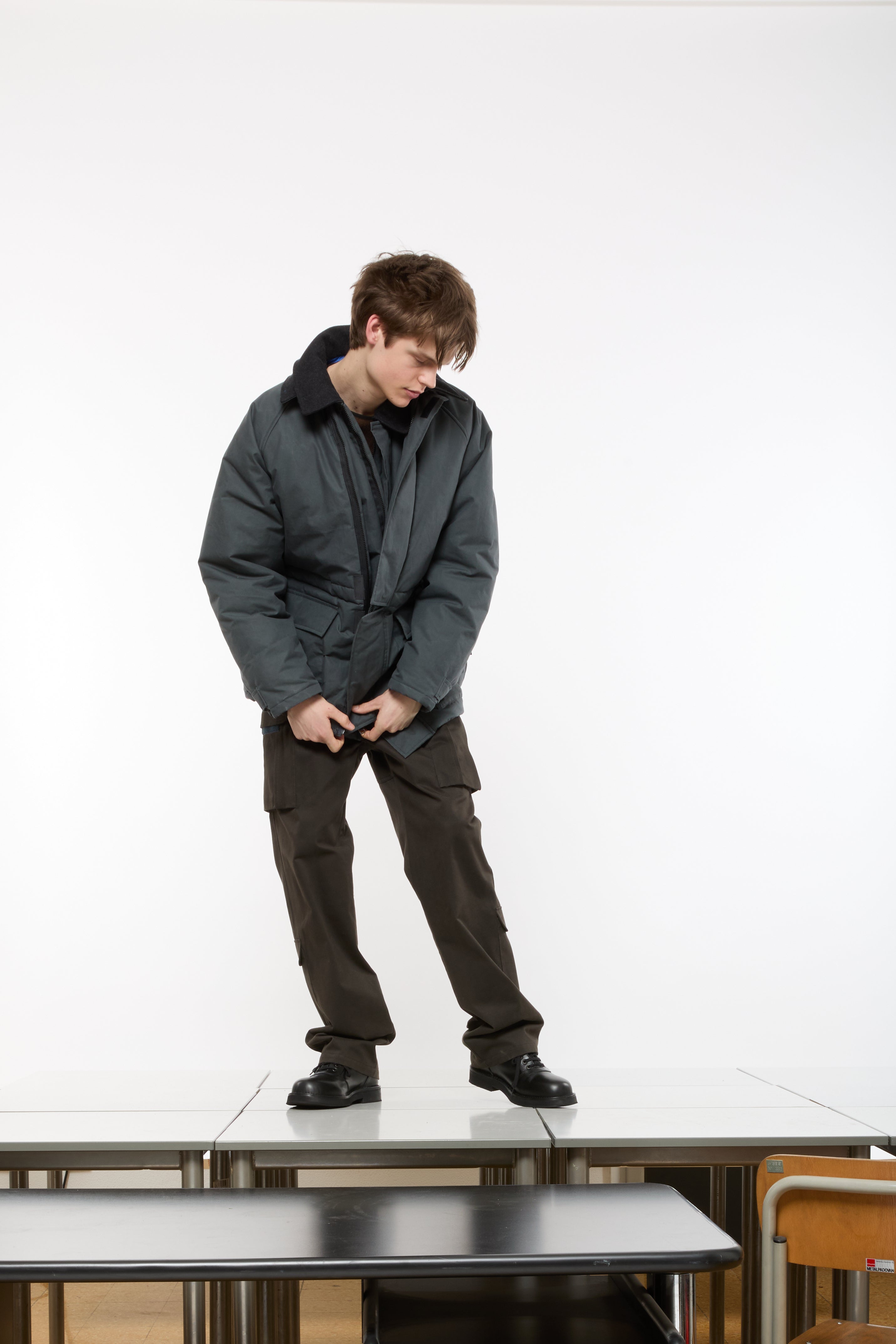 WAXED PADDED PARKA - CHARCOAL – GR10K