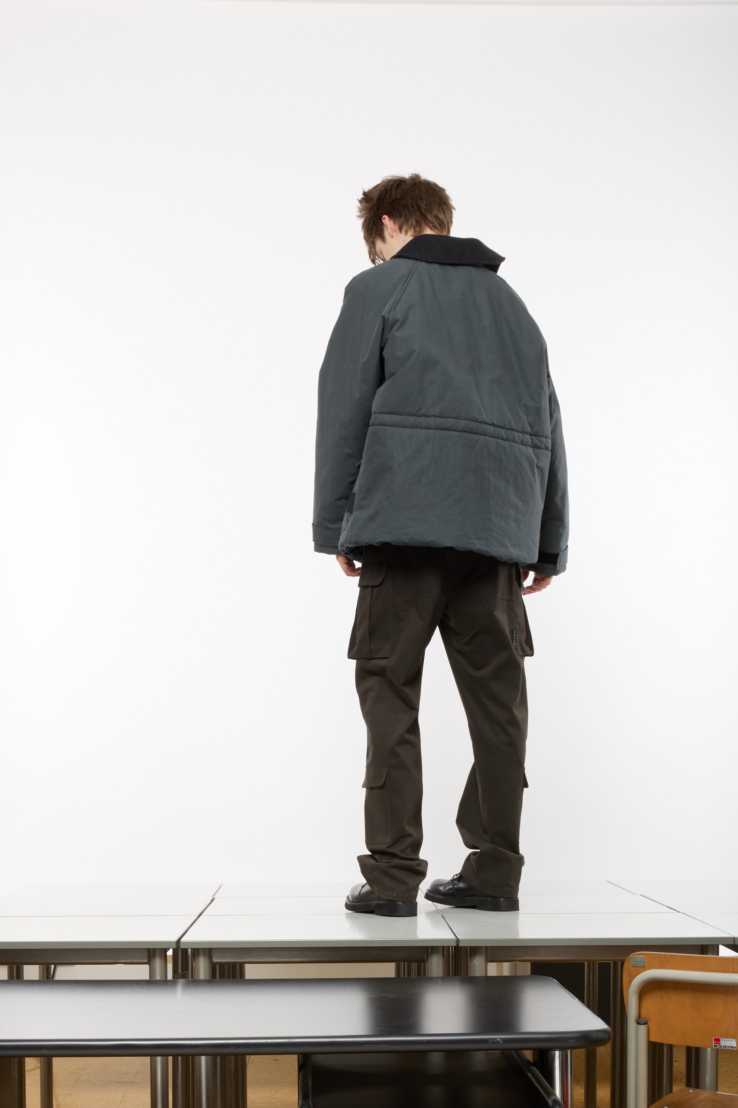 WAXED PADDED PARKA - CHARCOAL – GR10K