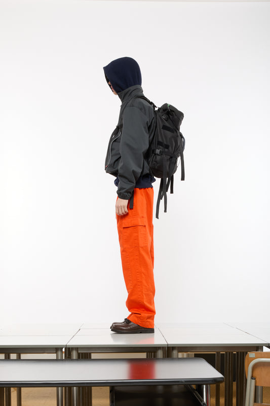 COATED ZIPPED BACKPACK - BLACK